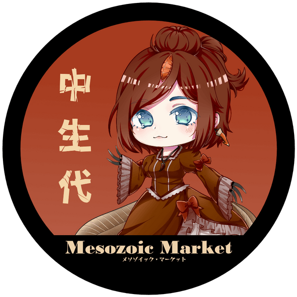 Store logo with Spinosaurus anime girl mascot.